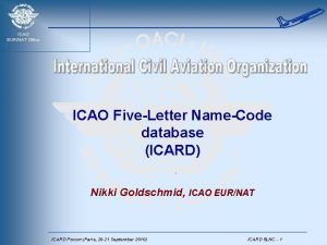 ICAO EURNAT Office ICAO FiveLetter NameCode database ICARD