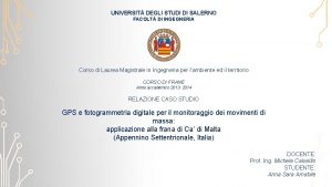 UNIVERSIT DEGLI STUDI DI SALERNO FACOLT DI INGEGNERIA