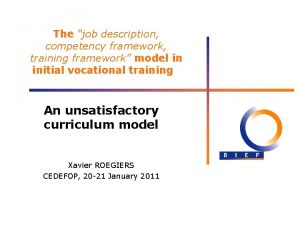 The job description competency framework training framework model