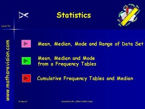 Statistics www mathsrevision com Level 4 Mean Median