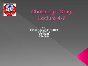 Cholinergic Drug Lecture 4 7 By Nohad A