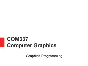 COM 337 Computer Graphics Programming Sierpinski Gasket as