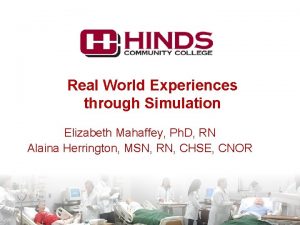 Real World Experiences through Simulation Elizabeth Mahaffey Ph