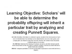Learning Objective Scholars will be able to determine