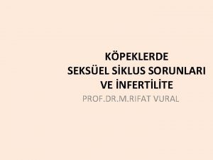 KPEKLERDE SEKSEL SKLUS SORUNLARI VE NFERTLTE PROF DR