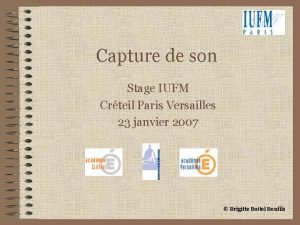 Capture de son Stage IUFM Crteil Paris Versailles