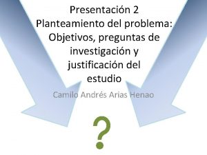 Presentacin 2 Planteamiento del problema Objetivos preguntas de