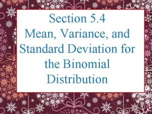Section 5 4 Mean Variance and Standard Deviation