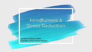 Mindfulness Stress Reduction Julianne Haddad LMSW Hamilton School