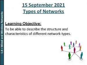 1 4 Wired and Wireless Networks 15 September