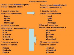 Articolo determinativo Davanti a nomi maschili singolari si