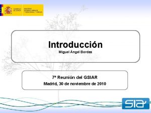 Introduccin Miguel ngel Bordas 7 Reunin del GSIAR