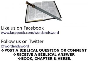 Like us on Facebook www facebook comwordandsword Follow