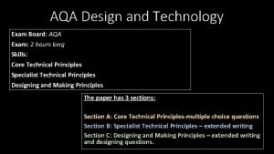 AQA Design and Technology Exam Board AQA Exam