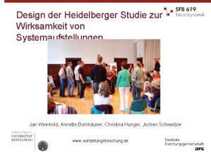 Design der Heidelberger Studie zur Wirksamkeit von Systemaufstellungen