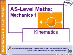 ASLevel Maths Mechanics 1 Kinematics This icon indicates
