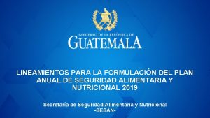 LINEAMIENTOS PARA LA FORMULACIN DEL PLAN ANUAL DE