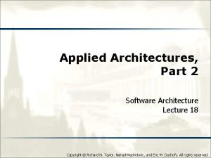 Applied Architectures Part 2 Software Architecture Lecture 18