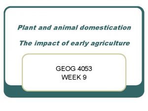 Plant and animal domestication The impact of early