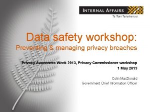 Data safety workshop Preventing managing privacy breaches Privacy