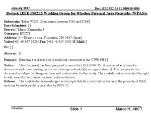 January 2011 Doc IEEE 802 15 11 0080