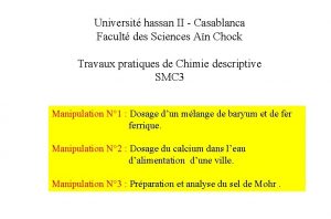 Universit hassan II Casablanca Facult des Sciences An