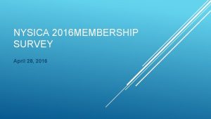 NYSICA 2016 MEMBERSHIP SURVEY April 28 2016 2016