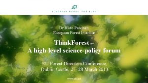 Dr Risto Paivinen European Forest Institute Think Forest