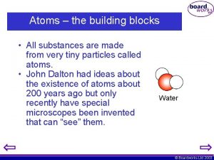 Atoms the building blocks All substances are made