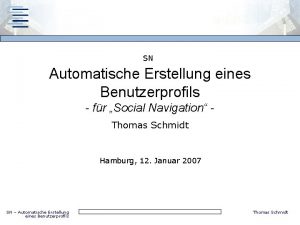 SN Automatische Erstellung eines Benutzerprofils fr Social Navigation