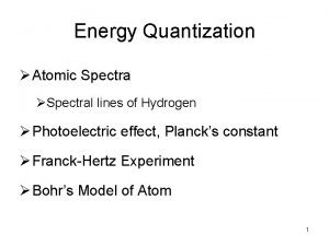 Energy Quantization Atomic Spectra Spectral lines of Hydrogen