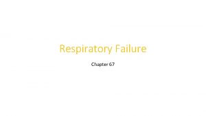 Respiratory Failure Chapter 67 Acute Respiratory Failure Results