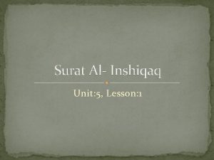 Surat Al Inshiqaq Unit 5 Lesson 1 Learning