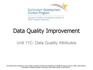 Data Quality Improvement Unit 11 C Data Quality