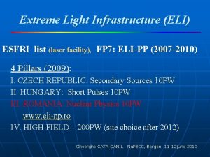 Extreme Light Infrastructure ELI ESFRI list laser facility