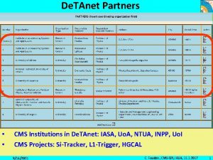 De TAnet Partners CMS Institutions in De TAnet