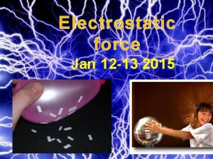 Electrostatic force Jan 12 13 2015 Quick Review