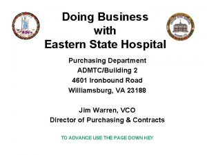 Doing Business with Eastern State Hospital Purchasing Department