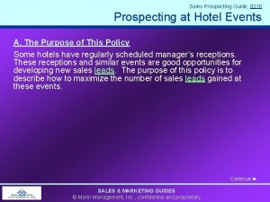 Sales Prospecting Guide 8218 Prospecting at Hotel Events