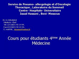 Service de Pneumo allergologie et dOncologie Thoracique Laboratoire