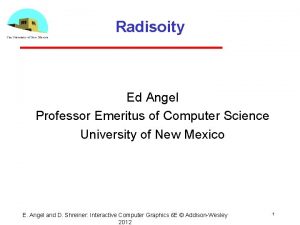 Radisoity Ed Angel Professor Emeritus of Computer Science