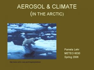 AEROSOL CLIMATE IN THE ARCTIC Pamela Lehr METEO