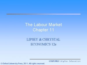 The Labour Market Chapter 11 LIPSEY CHRYSTAL ECONOMICS