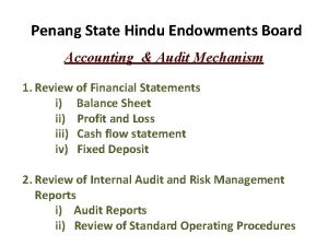 Penang State Hindu Endowments Board Accounting Audit Mechanism