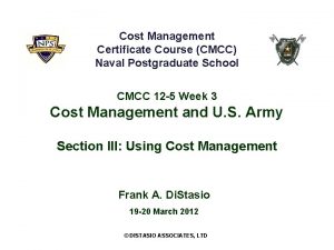 Cost Management Certificate Course CMCC Naval Postgraduate School
