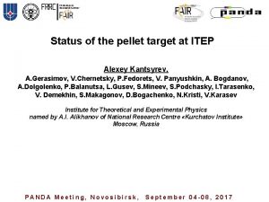 Status of the pellet target at ITEP Alexey