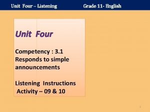 Unit Four Listening Grade 11 English Unit Four