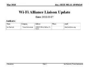 Mar 2018 doc IEEE 802 11 180562 r