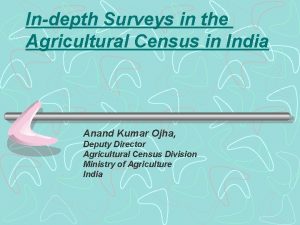 Indepth Surveys in the Agricultural Census in India