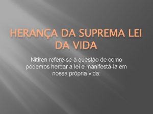 HERANA DA SUPREMA LEI DA VIDA Nitiren referese